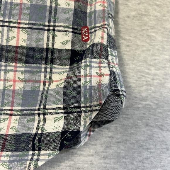 NZA New Zealand Auckland Shirt Mens Large Blue Plaid Waitaki Button Up Casual - Picture 12 of 16